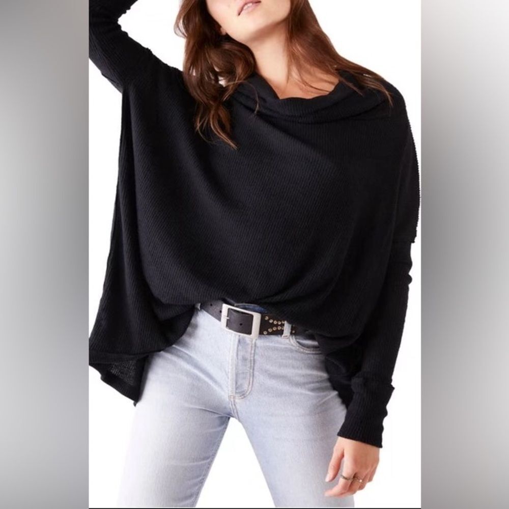 NWT Free People Juicy Long Sleeve Top in Black - Picture 5 of 11